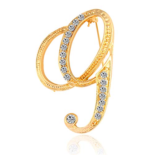Image of BeeGift Letter Brooch Pins Initial Rhinestone Brooch for Women Crafts,Rhinestone Crystal Lapel Pin Brooches Gold A-Z 26 Letters