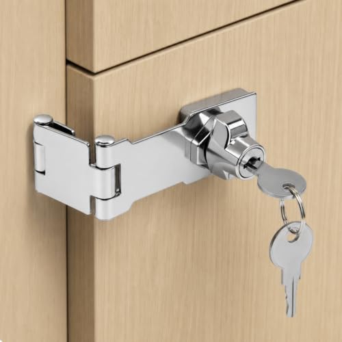 Image of 3.15 Inch Zinc Alloy Double Hinge Hasp Latch Locks with Keys, 1 Pack