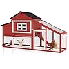 Aivituvin Chicken Coop Mobile Hen Coop, Large Chicken House with Wheels Outdoor Poultry Cage Backyard (Red)