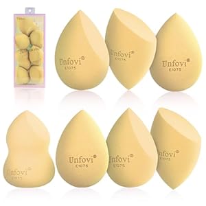 Makeup Sponge Set (4 Shapes 7 pcs) – Latex-Free Blending Sponge for Liquid, Cream & Powder, Soft Reusable Beauty Sponge for Wet/Dry Application, Face Foundation Blender (Skin ston)