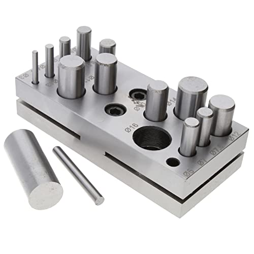 Image of The Beadsmith Steel Circle Disc Cutter Set with 14 Punches and Die. Tool for Cutting Accurate Round Metal Discs or Coins from 7/64'-5/8” Inches Using a Soft Metal Sheet up to 14 Gauge and Thinner