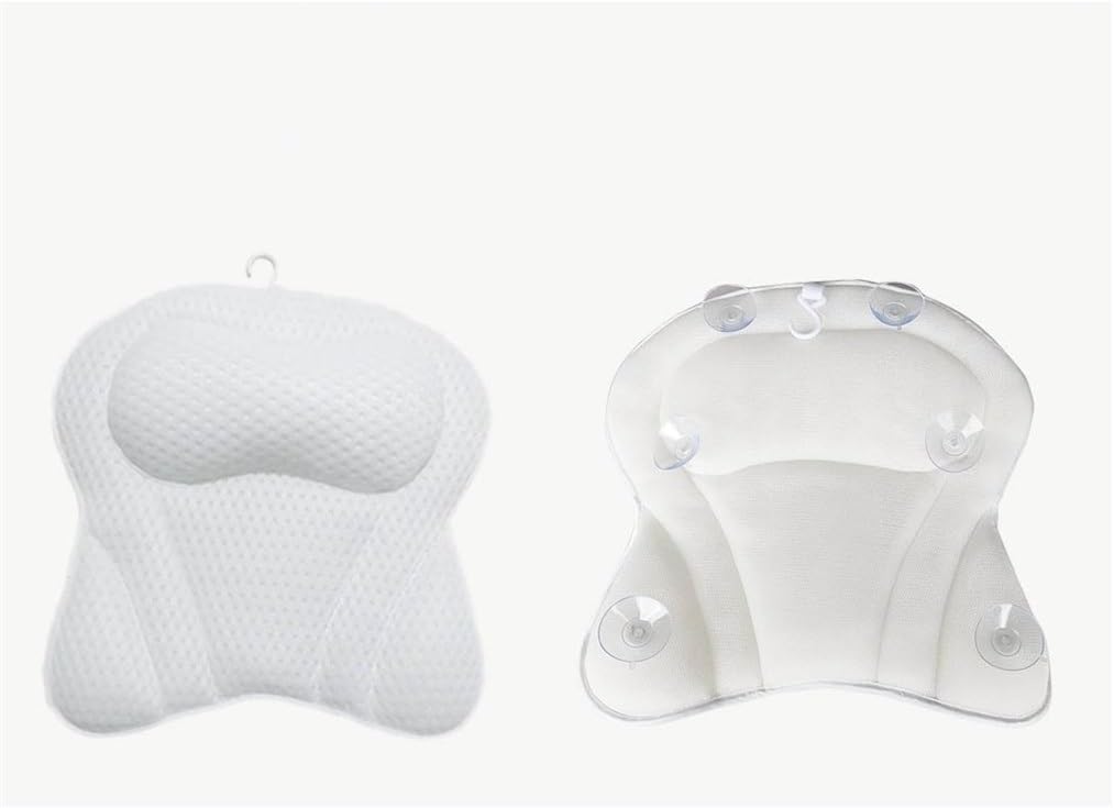 Machine Washable 3D Mesh Bathtub Pillow Bathroom Bath Headrest Suction Cup Cushion