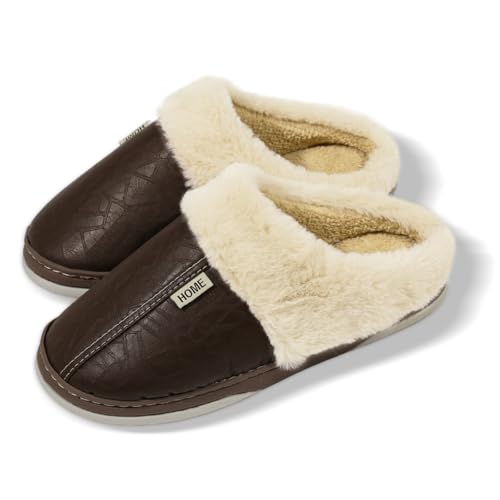 BEMMY Pantufas Masculinas, Chinelo de Algodão Impermeáveis, Macias e Felpudas, Antiderrapantes e Aconchegantes. (Recomendamos escolher um tamanho maior.)