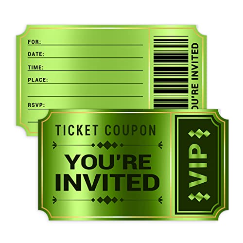 wuguimeii 20 Double-Sided Design Birthday Party Invitations with Envelopes，Movie VIP Party Invitations, Baby Shower Parties Invites Supplies Favors（Green）