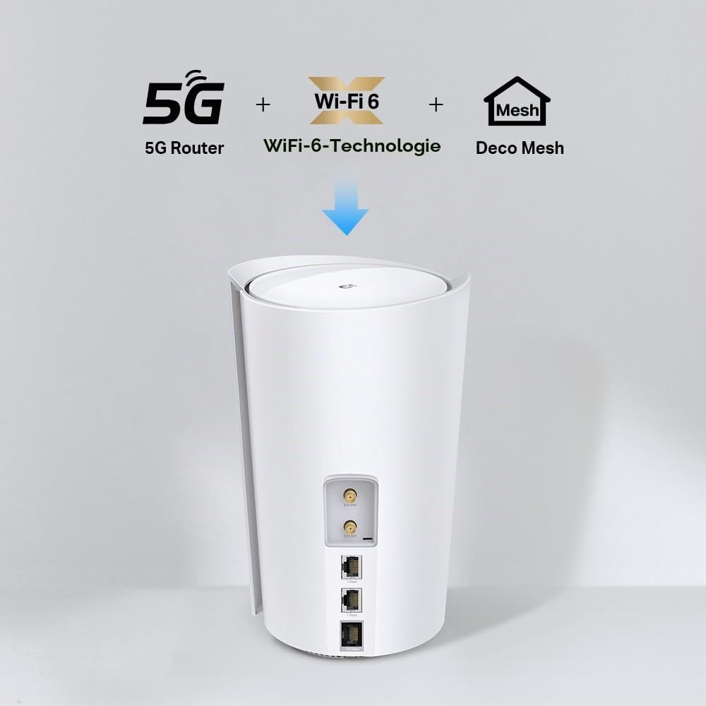 TP-Link Deco X3000-5G(1-Pack) LTE WLAN Router, 5G Router SIM-Karte, 2,5-Gbit/s-Port + 2 x Gigabit-Ports, Wi-Fi 6 AX3000, Nur APP verwaltet, Keine Webverwaltungsseite