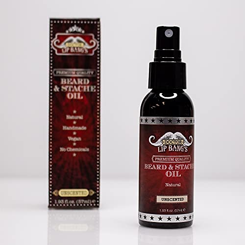 Doctor Lip Bang's Vegan Beard And Stache Oil | Unscented | Cruelty Free | 100% All Natural | Paraben Free | Made In The United States | Great For Grooming Beards And Mustaches #TOP7