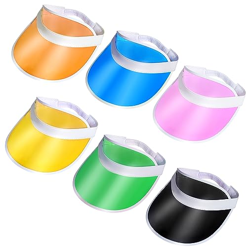 Topbuti 6 Pack Plastic Sun Visor Hats Cap Uv Protection Sports Caps Clear Tennis Sunhat For Women Men Beach Outdoor Activity #TOP11