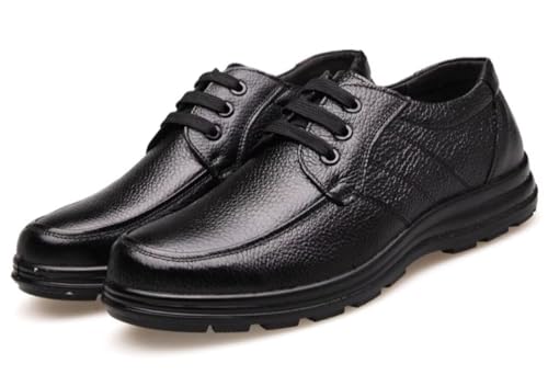Men's Vintage Lace Up Leather Oxfords Platform Casual Round Toe Non-Slip Soft Business Formal Dress Shoes3