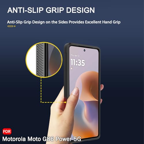 Image of TheGiftKart Liquid Silicon Back Cover Case for Motorola Moto G86 Power 5G | Shockproof Military Grade Protection | Micro-Fibre Cloth On Inner Side | Built-in Anti-Slip Grip Back Cover (TPU, Black)