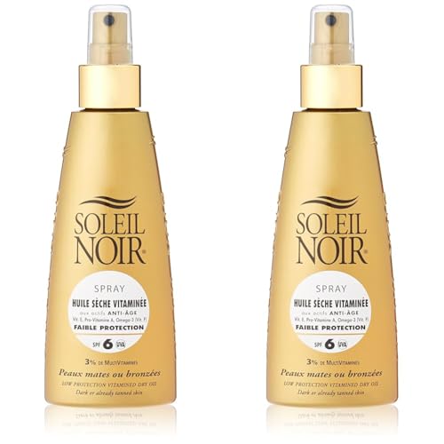 Soleil Noir Spray Huile Sèche Vitaminée 6 Protection Faible, Or, 150 ml (Lot de 2)