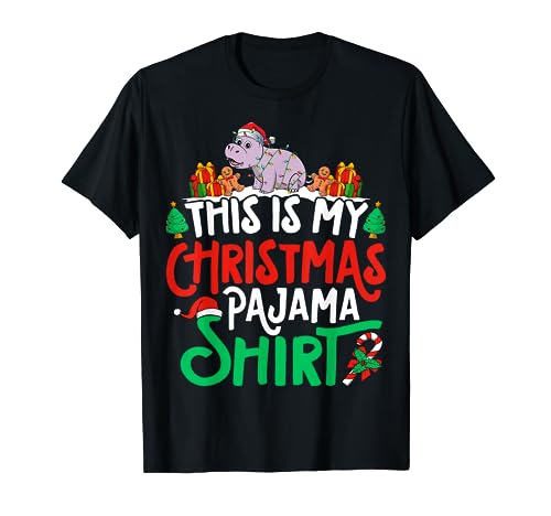 Hippo Christmas Pajama Shirt - Hippo Lover Xmas Camiseta