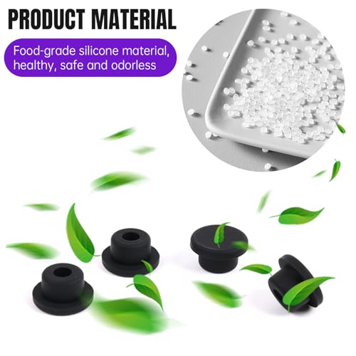Image of T-Shaped Silicone Plugs, Elastic Waterproof Plugs with Solid Rubber Stopper, 14.1mm Diameter Black, Pack of 20