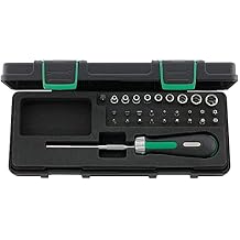 Stahlwille 96182203 29-Piece Ratcheting Bit Holder Set w/ 1 Ratchet Bit Holder, 18 Bits, 1 Square Drive Extension, and 9 Sockets No. 40 - Made in Germany