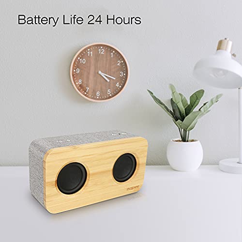 Insmy Retro Bluetooth Speaker, 20W Portable Wood Home Audio Super Bass Stereo With Subwoofer, Bluetooth 5.0 24H Playtime Support Tf Card Aux Wireless Bookshelf Speaker For Party (Beige) #TOP3