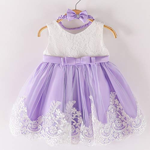 MYRISAM Baby Girls Birthday Dress Bowknot Flower Lace Dresses Wedding Party Pageant Christening Baptism Tutu Gown4