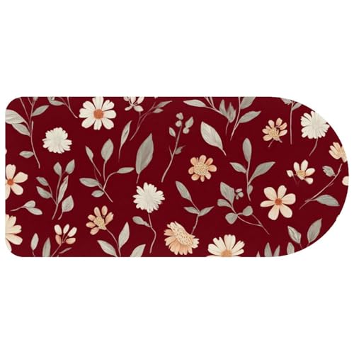 Tapis de souris de jeu étendu 73x35cm à fleurs fond rouge foncé
