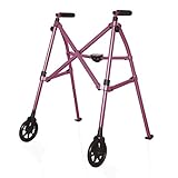 Able Life Space Saver Walker, Lightweight Folding Mobility Rolling Walker for Seniors and Adults, 6-inch Wheels and Ski Glides, Regal Rose
