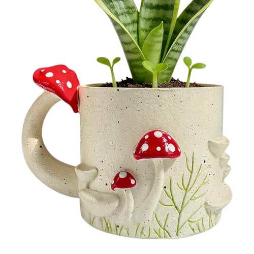 Maceta de seta – Plantas de interior vintage, contenedor, taza, macetero, ornamento | Plantas para interiores y exteriores, maceta de resina para jardín, terraza, orquídea, bonsái, ka