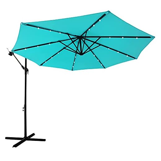10ft Solar LED Luxury Offset Umbrella