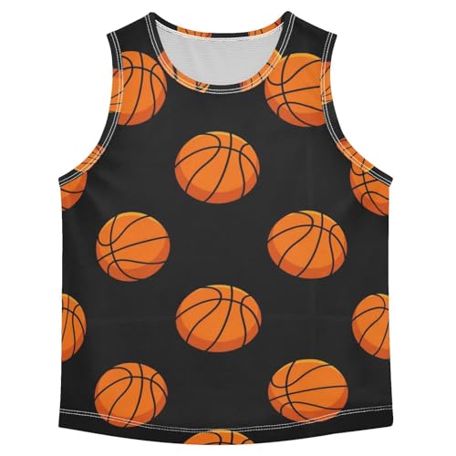J JOYSAY Cartoon Basketball Black Boys Tank Top Sleeveless Muscle Shirts Quick Dry Active Sport Workout Kids T-Shirts 3-15T