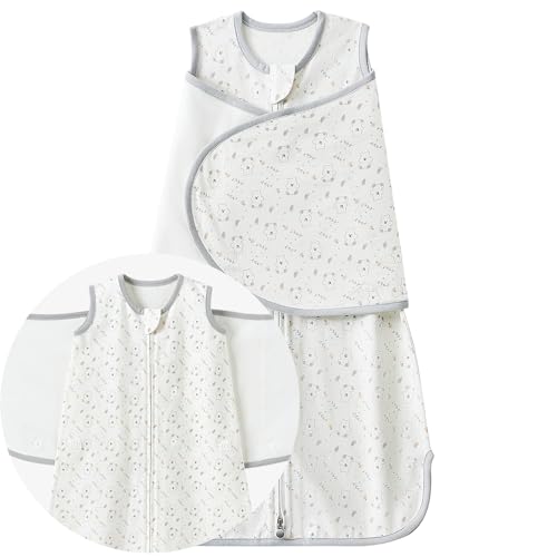 Slumber Buddy Baby Swaddle Sleep Sack 0‑3 Months, Preemie Infant Cotton Wearable Blanket for Boy Girl, Zipper Newborn Wrap Strap Hands Up 1.0 TOG Nursery Swaddling Blankets