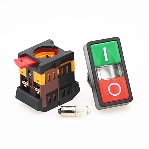 Interrupteur double bouton-poussoir APBB-22N complet, commande Start-Stop 110V LED 30mm - 4
