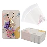 Temlum 100 Pcs Keychain Display Cards with Self-Sealing Bags, 3'' x 4.7'' Keychain Cards Holder for Display...