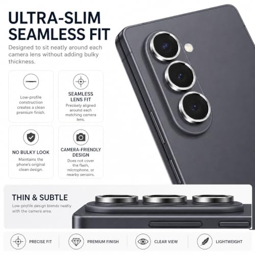 Image of FIRST MART Camera Lens Protector for Samsung Galaxy Z Fold 8 Ultra | Black AR+AF Camera Rings with Auto-Align Frame, 9H Tempered Glass, Scratch Resistant, Case-Friendly | Pack of 1