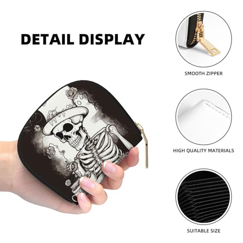 Skeleton Chef Credit Card Holder Wallet, Leather Zipper Card Wallet For Women Ladies Rfid Blocking Card Case Small Coin Purse Accordion Wallet Gift4