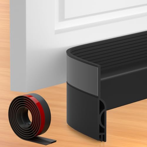 Image of Door Draught Excluder, Adjustable Door Sweep for Bottom of Door, Gap Filler for Exterior and Interior Doors, Door Weather Stripping Blocks Noise and Cold Air (39 Inch, Black)