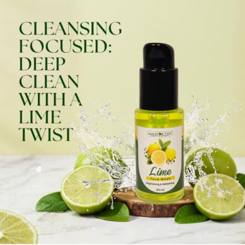 Image of MaheOrthe Lime & Glycerine Gel Face Wash for Oily Skin | Oil Control & Deep Cleansing | Removes Dirt & Excess Oil | Soap Free, Paraben Free Refreshing Cleanser - 65ml. Unisex