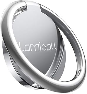 Lamicall Phone Ring Holder, Universal Ring Stand - 360 Adjustable Handy Finger Ring Grip Sturdy Mobile Phone Loop for iPhone 14 13, 12, 11 Pro Max Mini Xs XR X 8 7 6S Plus SE, All 4~8" phones - Silver