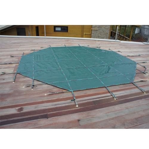 Resistente copertura di sicurezza per piscina interrata con tasselli in ottone e kit di attrezzi per protezione invernale