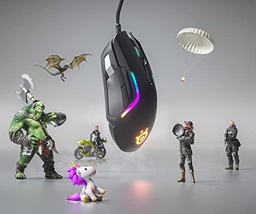 Rival 5 - Mouse da gioco, FPS, MOBA, MMO, Battle Royale, sensore ottico TrueMove Air da 18.000 CPI, 9 pulsanti programmabili, peso competitivo 85 g, nero - Mouse gaming - Immagine 10