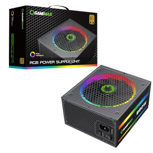 GameMax RGB 850W Pro Modular 80 Plus Gold Power Supply With 14cm ARGB Fan | Black