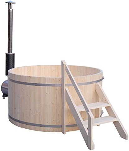 Wood-Fired Hot Tub and Ice Bath | Wood-Burning Hot Tub | Cold-Plunge Tub | 4-5 Person | 422 Water Gallon Capacity | Pine