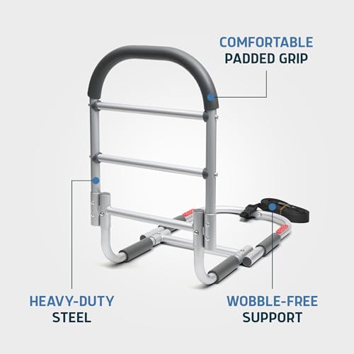 Image of Lunderg Bed Assist Rail for Seniors with Non-Slip Grab Bar - Easy to Install Bed Rails for Elderly Adults Safety & Post-Surgery - Helps Reduce Falls & Support Independence