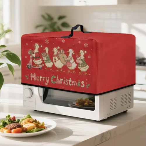 Image of Air Fryer Toaster Oven Dust Cover, Protective Countertop Microwave Oven Cover for Christmas Party Decor, L, 20.9 x 15.7 x 12.4 Inches, Porch Goose Merry Christmas Red