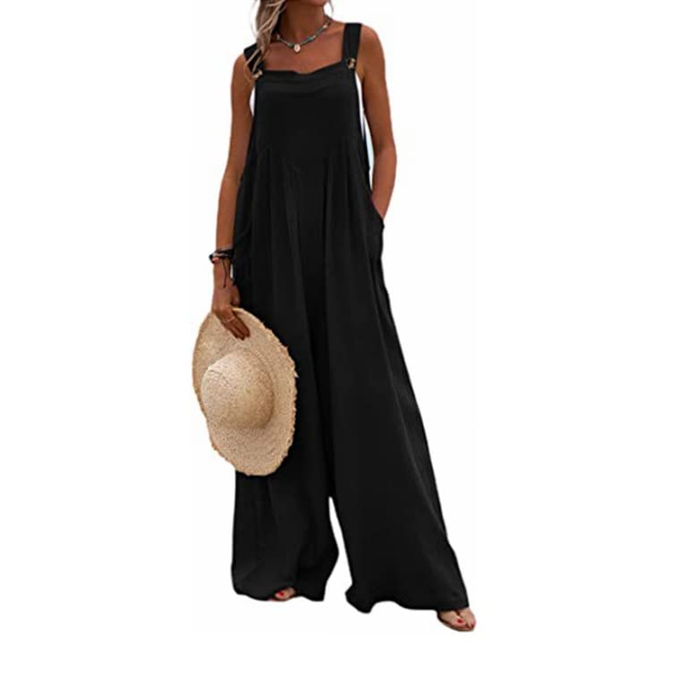 Eryue 2022 Summer New Amazon Product Jumpsuit Loose SLE Multicolor Large Size Solid Color Wide Leg Overalls Women M Grey offers donot miss