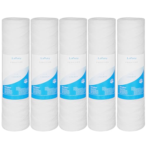 Lafiucy 5 Micron 10 X 2.5 String Wound Sediment Water Filter Cartridge5 Packw...