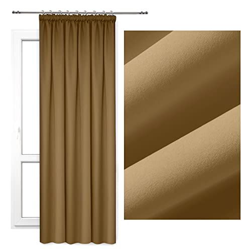 VIPRO GROUP Cortinas salón 140x250 cm - Cortinas semioscuras con Cinta de Volantes - Cortinas de salón en Muchos Colores - Cortinas confeccionadas Heaven con Cinta - Cortina Decorativa (Beige)