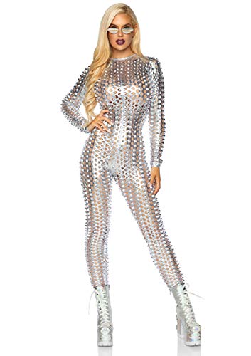 Catsuit métallique Leg Avenue XL : combinaison intégrale brillante pour femme