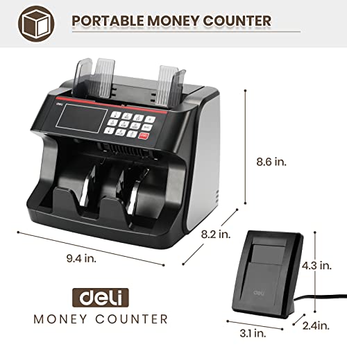 Deli Money Counter Machine With Value Count, Top Loading Bill Counter With Uv/Mg/Ir Counterfeit Detection, 2 Lcd Display, 1000 Bills/Min #TOP5