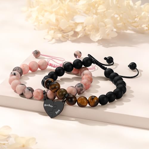 Ralukiia Mother & Son Heart Matching Necklace Set - Graduation, Birthday Jewelry3