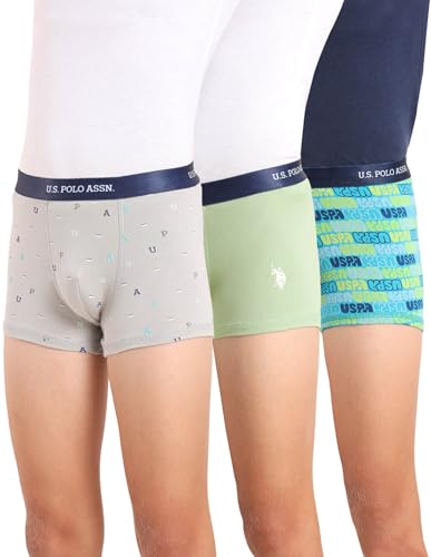 Image of U.S. Polo ASSN. Boys EKT04 Mid Rise Cotton Spandex Trunks - Pack of 3