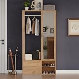 Élégant et stable : les lames de bois ouvertes confèrent au design légèreté et transparence, la couleur chaude du bois s’adapte à de nombreux styles d’ameublement. Fabriqué en aggloméré avec une capacité de charge totale de 60 kg, sûr et durable.