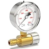 MEANLIN MEASURE 0~6000Psi Pressure Washer Pressure Gauge, 3/8 Inch Quick Connect, 2.5" FACE DIAL Stainless Steel Liquid Filled Pressure Gauge for high Pressure Washer equipmen