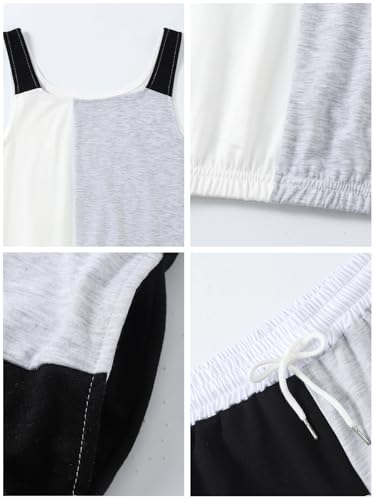 Image of Size 7-14Y Girls Clothes 2 Piece Outfits Striped Tank Top Drawstring Shorts Teen Girls Summer Clothing Sets