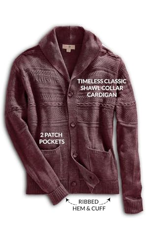 Men's Jacquard Knit Shawl Collar Cardigan Button Front Pockets3