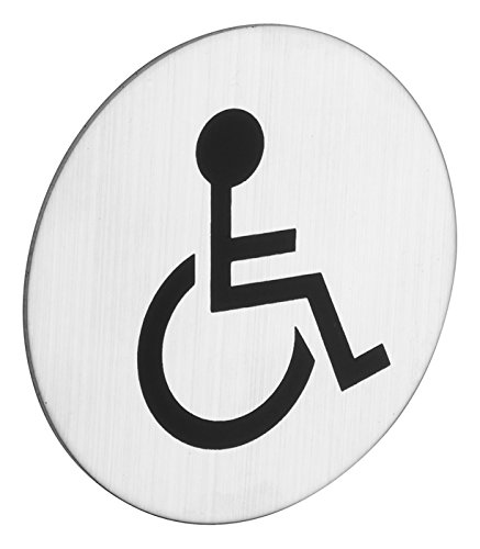 Preisvergleich Produktbild ROSTEX Edelstahl WC Schild Behinderten Toilette Rund - Piktogramm selbstklebend kreisrund